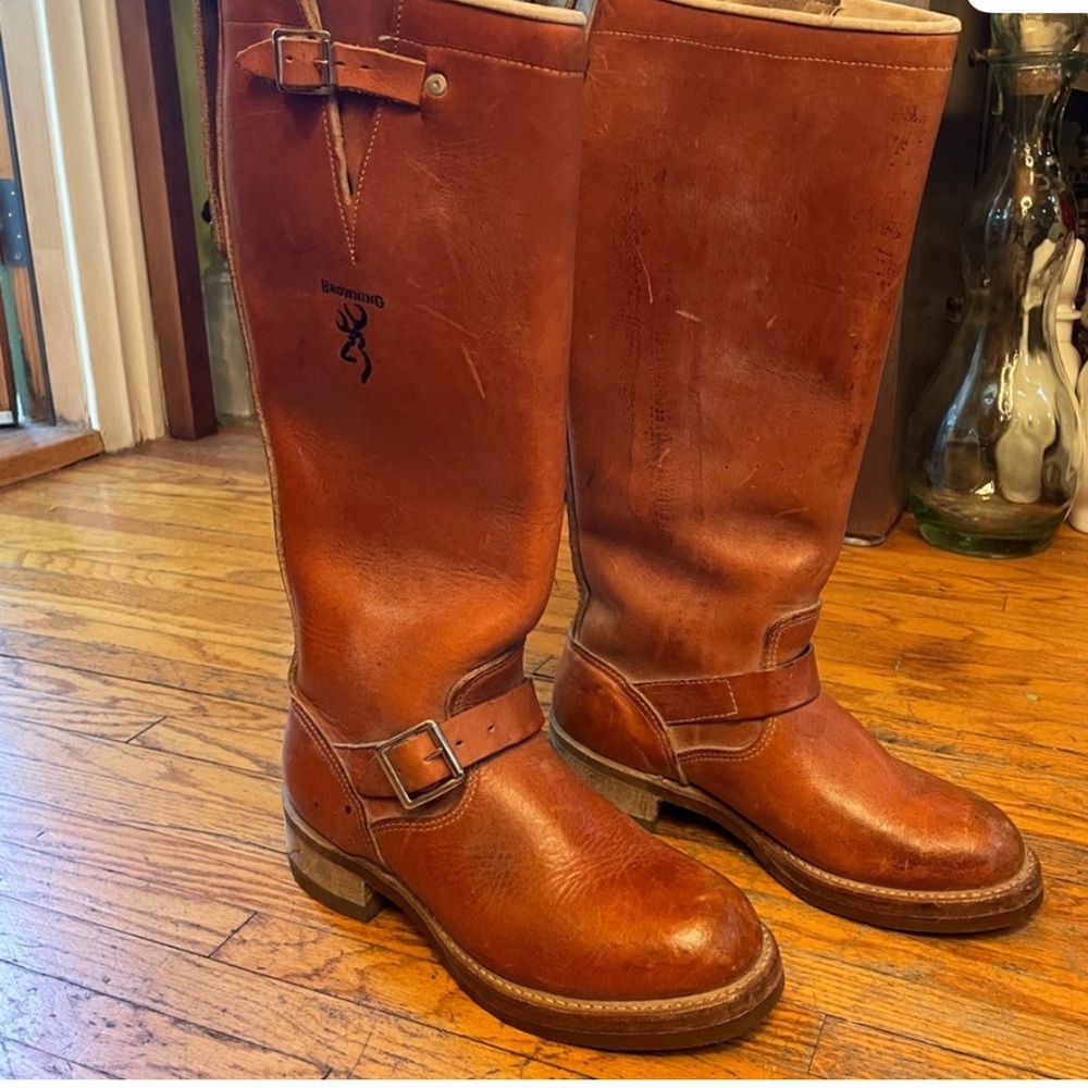 Vintage Browning Tall Engineer  Biker Boots   US men's  7 D
